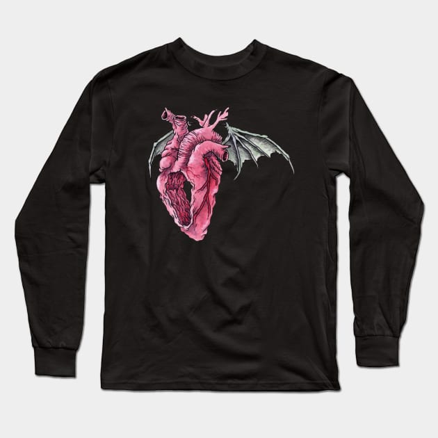 Empty Bat Heart Long Sleeve T-Shirt by ScottBokma